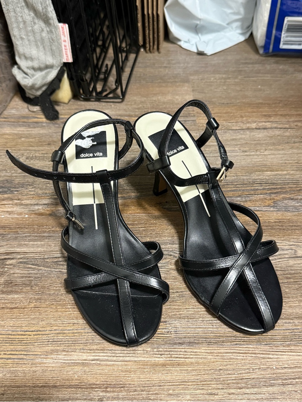 Dolce Vita Black Strappy T-Bar Heels